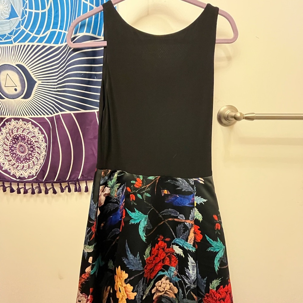 Floral Black Sleeveless Dress